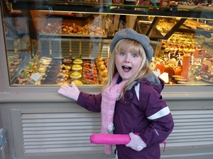 girl at a French bakery