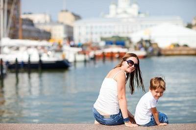 mother and son in Helsinki,Finland