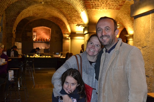 family at cafe in the crypt