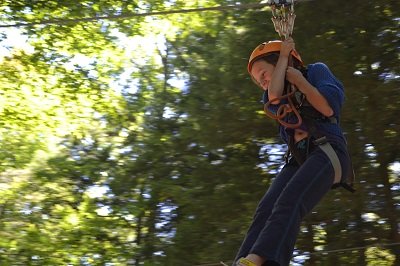 girl ziplining